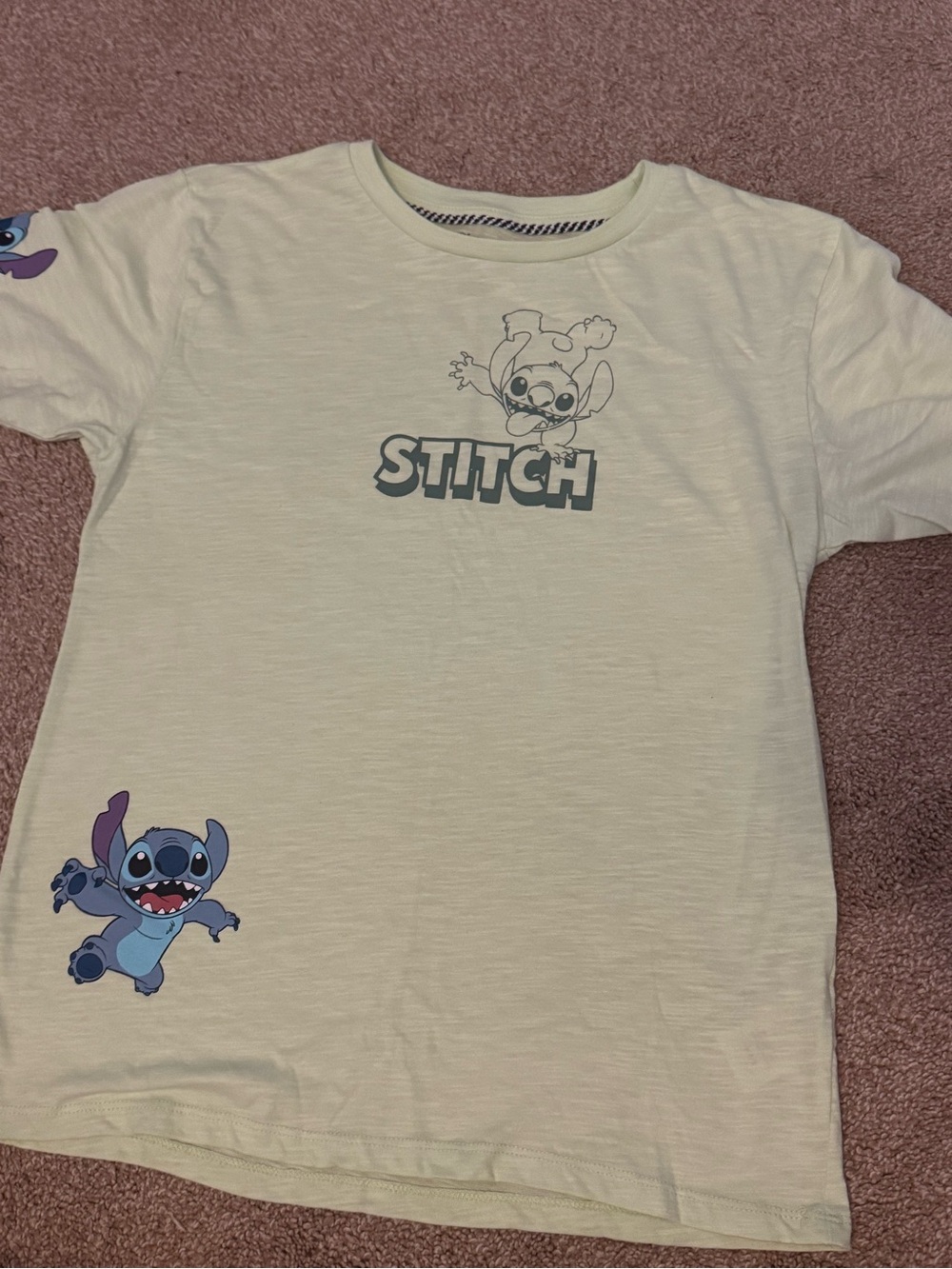 Disney Cream Tee with Blue & Purple Stitch Graphics